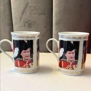 Royal queen Commemorative Mug1952-2002  Set - White and Gold
